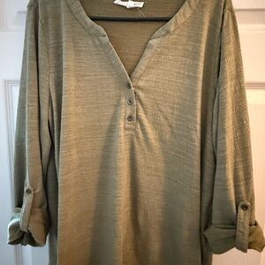 Jane and Delancey Olive Green Blouse